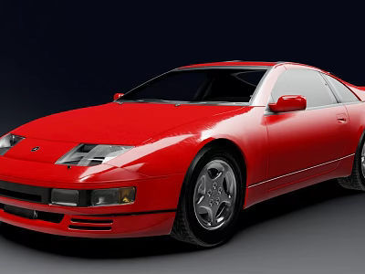 Red Classic Two Door Sports Car With Sleek Body And Alloy Wheels 3d model
