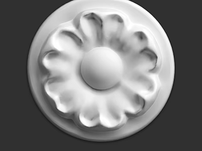 Decorative Architectural Component White Circular Design With Petal Shaped Edges And Central Dome 3d model