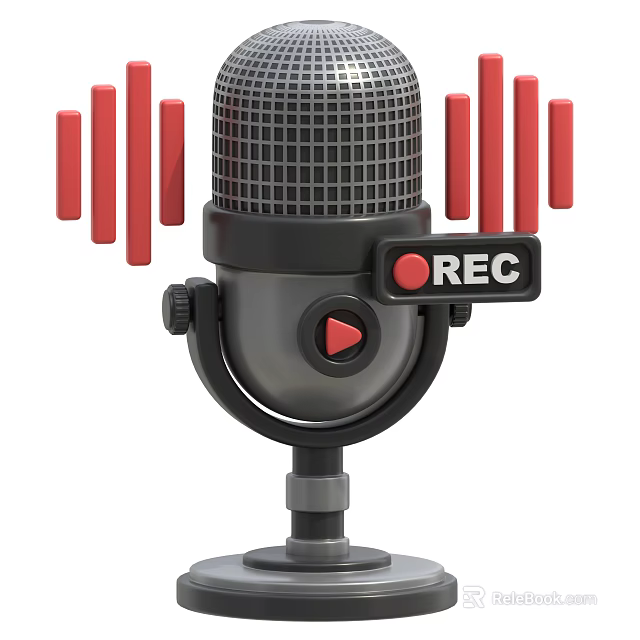 Smart Machine Microphone Featuring REC Recording Red Button and Audio Wave Indicators 3d model 