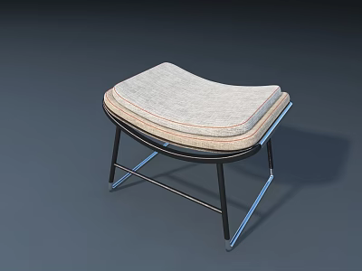 Modern Lounge Chair with Gray Fabric Cushion and Black Metal Frame 3d model