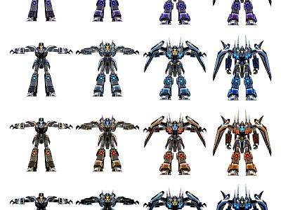 Smart Robot Models Featuring Diverse Colorful Mechanical Designs And Structures 3d model