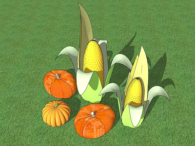 Modern Vegetable Farmers Corn Pumpkin 3d model
