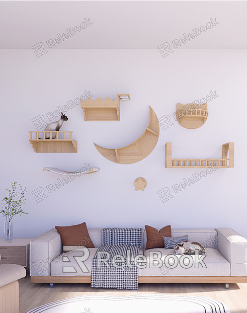 Modern Double Sofa Cat Wall model