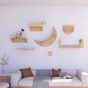 Modern Double Sofa Cat Wall 3d model