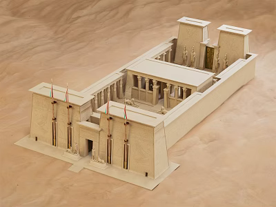 Ancient Egyptian Temple Model With Pylons Columns And Sandy Courtyard 3d model