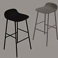 Modern Black and Gray Bar Stools with Metal Legs and Crossed Design Structure