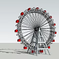 Classic Ferris Wheel With Red Cabins Metal Structure And Outdoor Amusement Equipment