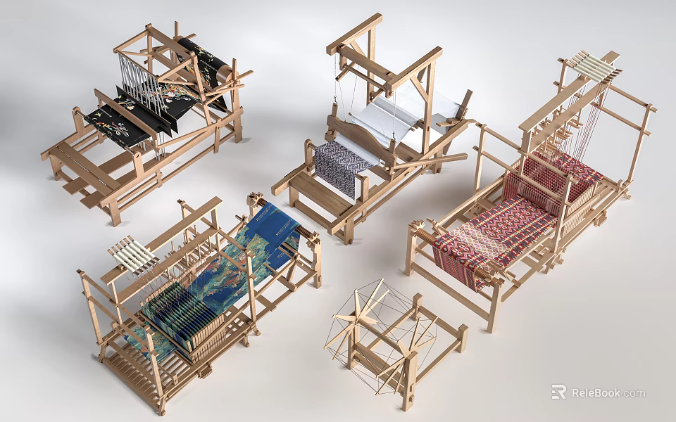 Various Wooden Garden Ornaments with Intricate Designs and Functional Structures 3d model 