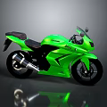 Green Sporty Motorcycle With Modern Design And Shiny Reflection On Dark Background
