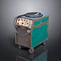 Green Industrial Welding Machine With Control Panel Knobs Gauges And Wheels 3d model