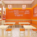 Hot Braised Restaurant With Orange Storefront And Eat While Hot Sign 3d model