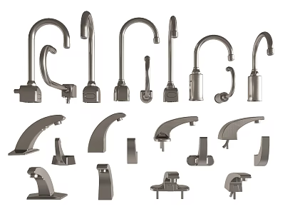 Collection of Modern Faucet Styles with Diverse Curved Spouts and Handles 3d model