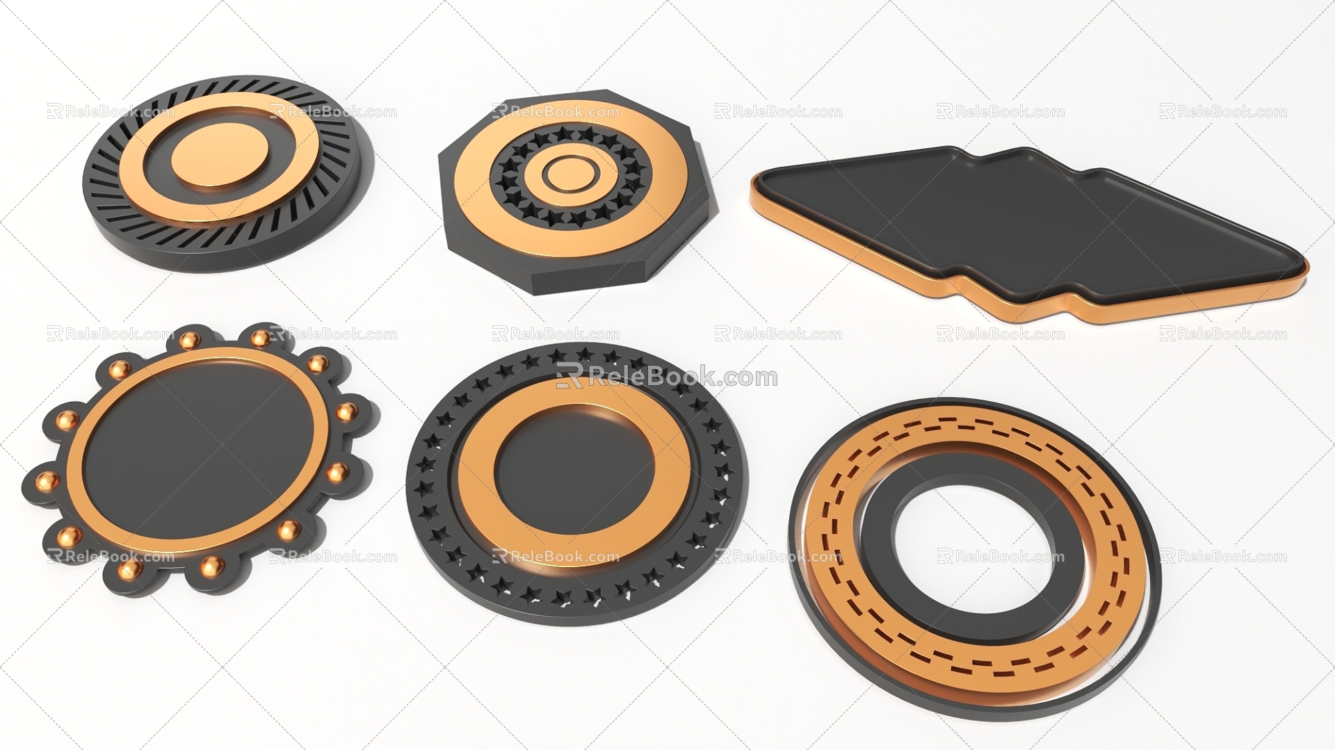 hard surface parts medal cylinder hard surface machinery high tech industrial parts 3d model