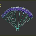 Detailed Vibrant Purple Parachute Canopy With Suspension Lines And Silhouette