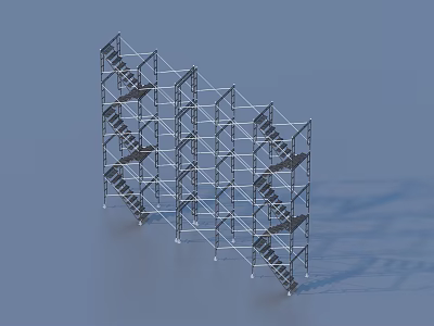 Metal Scaffolding Frame Structure With Ladders And Platforms For Construction 3d model