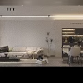 Modern Minimalist Open Plan Living And Dining Room Interior Design With Soft Ambient Lighting