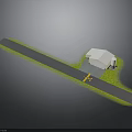 Modern Space Launch Facility With Runway Building And Green Surrounding Area