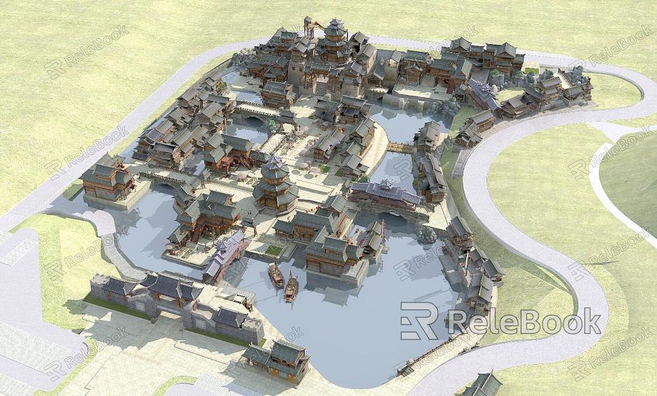 New Chinese Ancient Building Ancient Building Town model