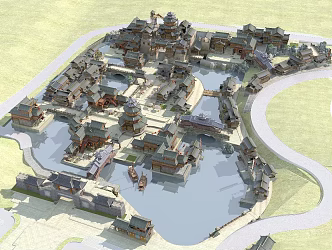 New Chinese Ancient Building Ancient Building Town 3d model