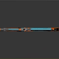 Orange and Blue Modern Futuristic Weapon with Sleek Gun Design and Vibrant Accents