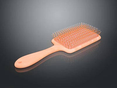 Orange Ergonomic Hair Brush With Smooth Handle And Durable Bristles For Daily Grooming 3d model