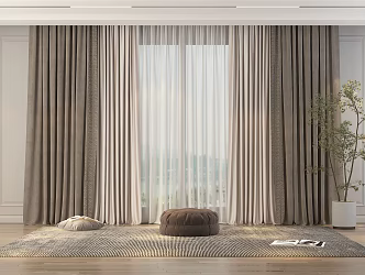 Modern Curtain Fabric Curtain 3d model