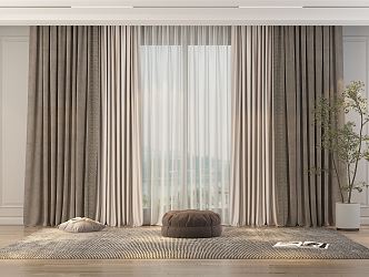 Modern Curtain Fabric Curtain 3d model