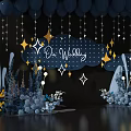 Inflatable Wedding Decorations with Cloud Backdrop Balloons Stars Lights and Flower Arrangements