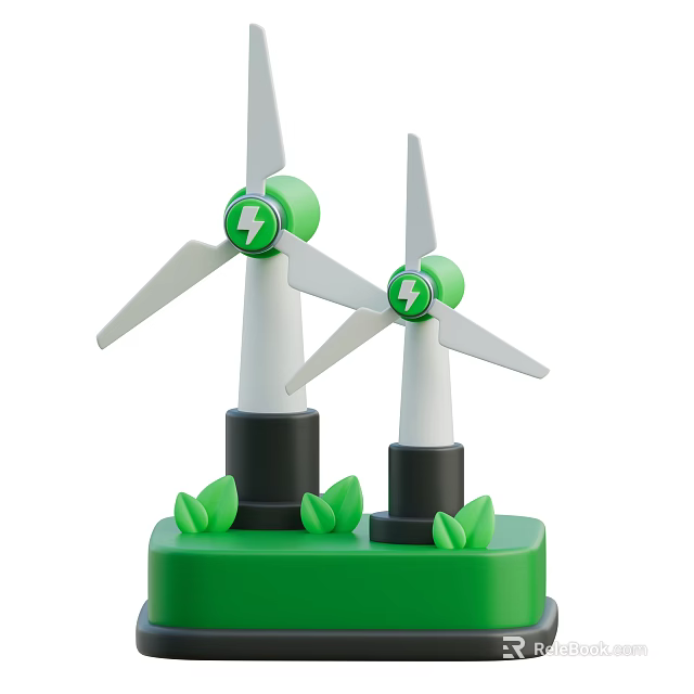 Smart Machine Wind Turbine Models Generating Green Renewable Energy With Blades 3d model 