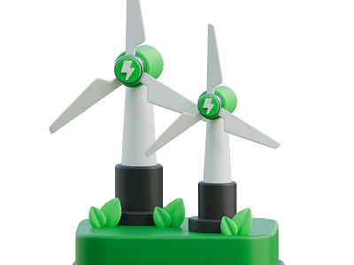 Smart Machine Wind Turbine Models Generating Green Renewable Energy With Blades 3d model