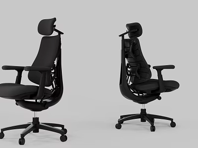 Black Ergonomic Office Chair With Adjustable Headrest Armrests And Wheels 3d model