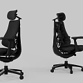 Black Ergonomic Office Chair With Adjustable Headrest Armrests And Wheels