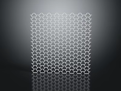 White Hexagonal Grid Pattern With Reflective Surface Against Dark Background 3d model