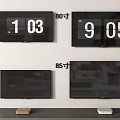 Various Size Televisions 65 70 80 85 Inch Models Featuring Digital Time Displays