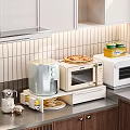 Modern Kitchen Appliances On Countertop With Air Fryer Microwave Toaster Oven And Coffee Maker