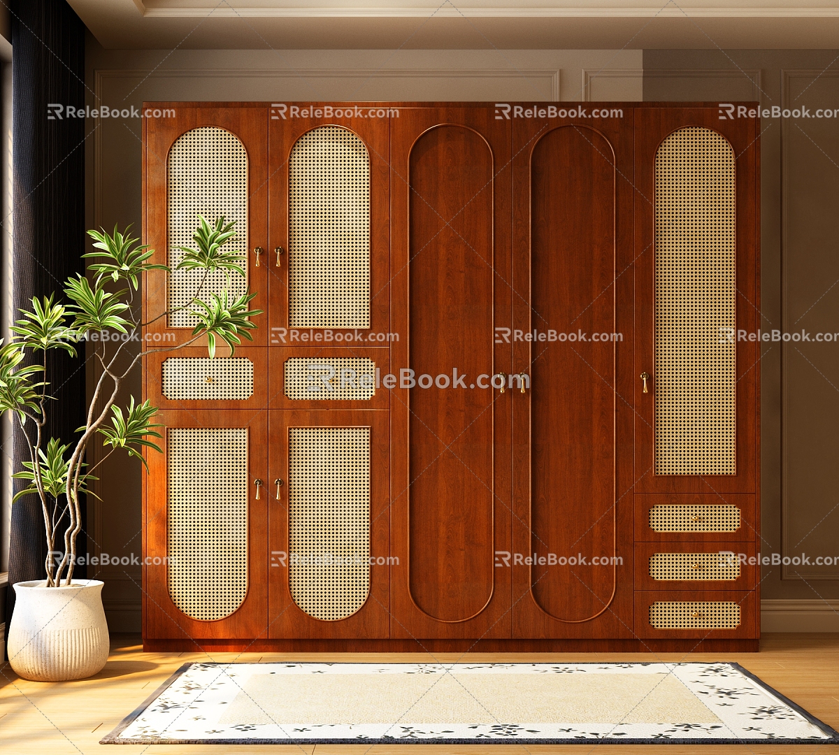 Modern Wardrobe Modern Middle Ancient Wardrobe Middle Ancient Wardrobe Decorative Cabinet Floor Lamp 3d model