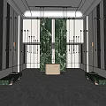 Luxurious Hotel Lobby Interior With Green Marble Walls Benches Wall Lamps And Marble Floor