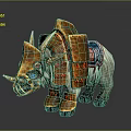 Armored Game Movie Character With White Fur Gold Red Armor And Decorative Horns