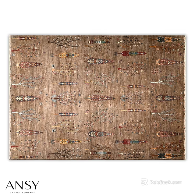 Square Brown Carpet With Intricate Multicolored Patterns And Traditional Design 3d model 