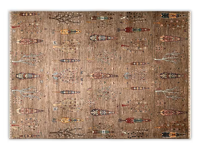 Square Brown Carpet With Intricate Multicolored Patterns And Traditional Design 3d model