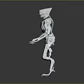 Silver Robot Creature With Metallic Mechanical Structure Standing On Dark Background