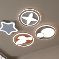 Star Round Cloud Shaped Creative Ceiling Lights For Modern Kids Bedroom 3d model