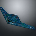 Blue Green Camouflage Aircraft with Flying Wing Design and Stealth Features