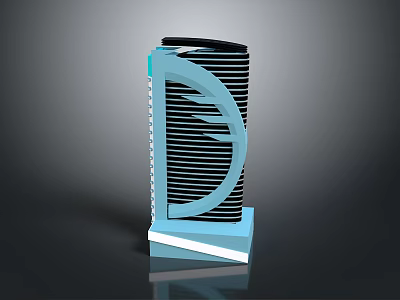 Modern Skyscraper Building Design With Curved Lines Vertical Stripes And Square Base 3d model