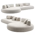 Modern Beige Sectional Sofa with Rounded Design and Comfortable Cushions