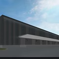 Modern Industrial Warehouse Exterior With Metal Cladding Glass Windows And Spacious Forecourt