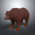 Brown Bear 3D Model Standing with Red Marks and Sharp Claws on Grey Background 3d model