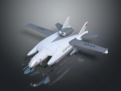 White Fighter Jet With Red Markings Number 6433 Twin Engines On Gray Background With Reflection 3d model