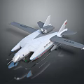White Fighter Jet With Red Markings Number 6433 Twin Engines On Gray Background With Reflection