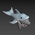 Cartoon Shark Game Character 3D Model With Open Mouth And Legs